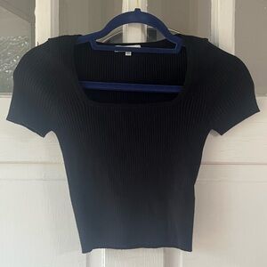 Madewell Black Ribbed Crop Top